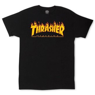 Camiseta Thrasher Magazine Classic Flame - Preto