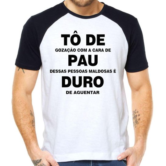 Camiseta to de pau duro camisa divertida engraçada raglan - Preto Menor preço em Camiseta to de pau duro camisa divertida engraçada raglan - Preto