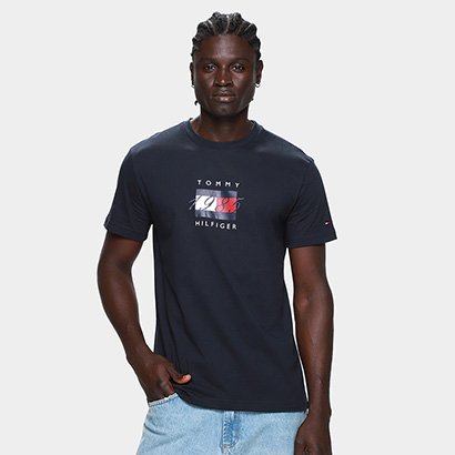 Camiseta Tommy Hilfige Linear Flag Graphic Masculina - Masculino