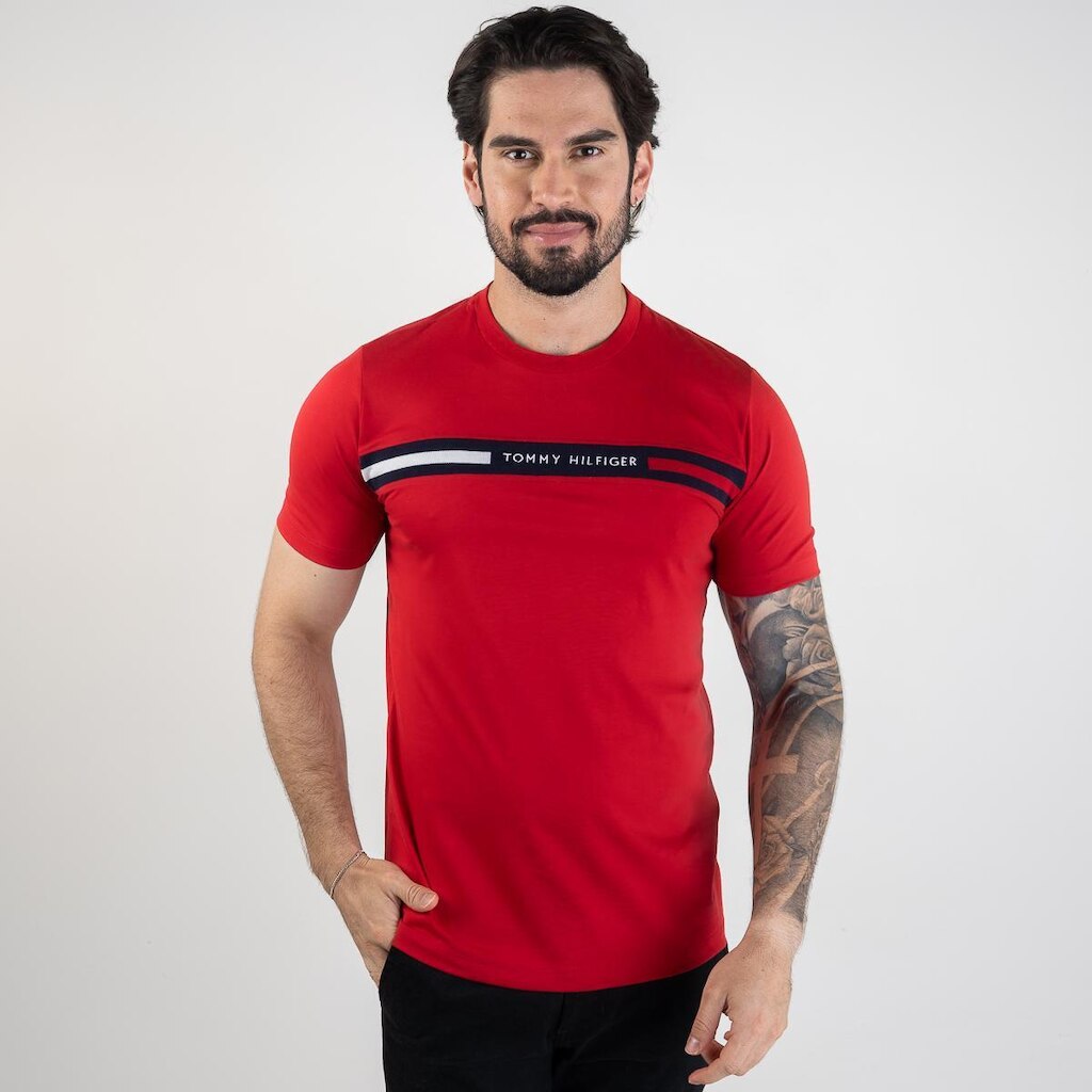 Camiseta Tommy Hilfiger Bordado Vermelha