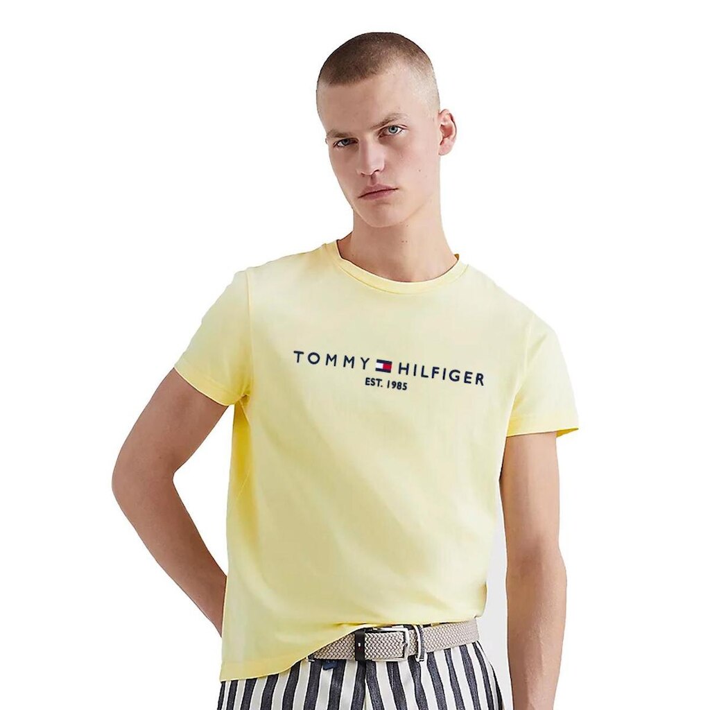 Camiseta Tommy Hilfiger Core Logo Tee Amarelo Claro