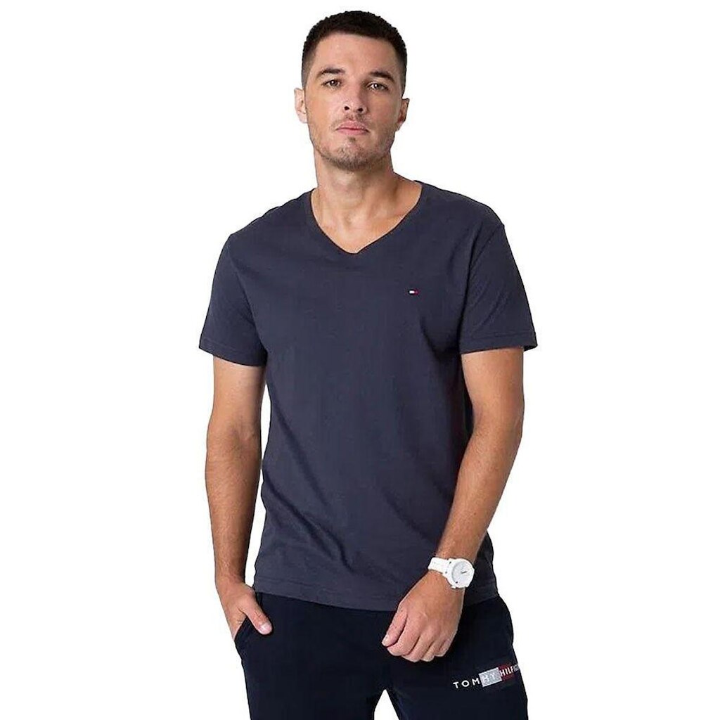 Camiseta Tommy Hilfiger Essential Vneck Cinza