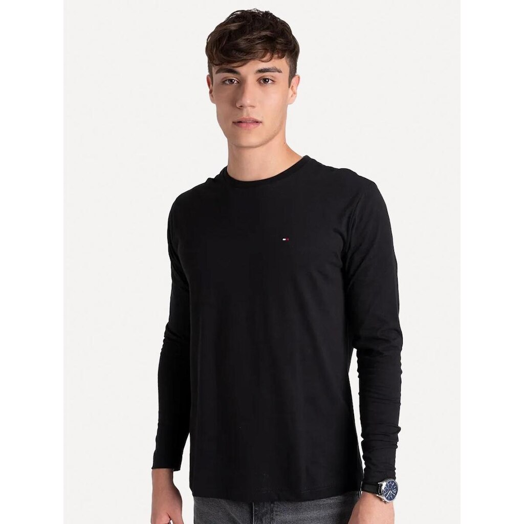 Camiseta Tommy Hilfiger Manga Longa Essential Tee Preta