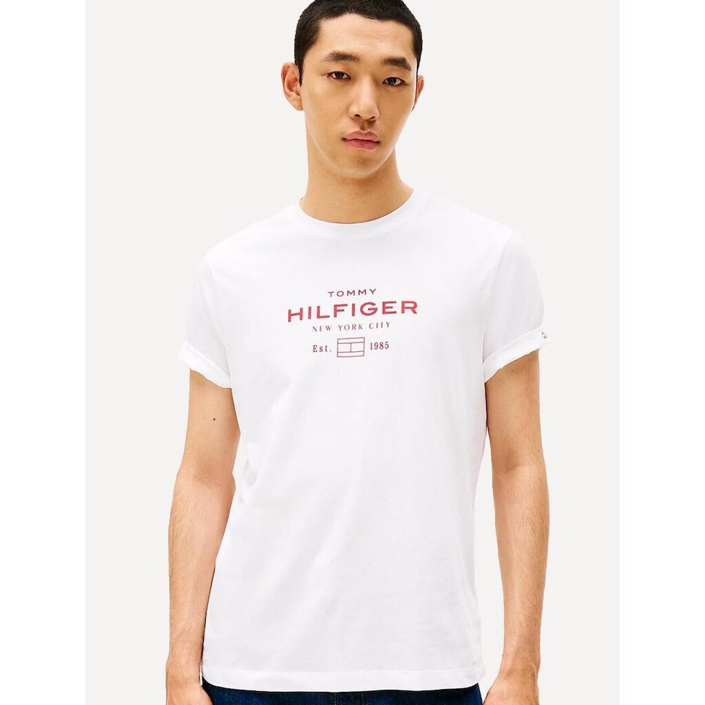 Camiseta Tommy Hilfiger Masculina Center New Stack Branca