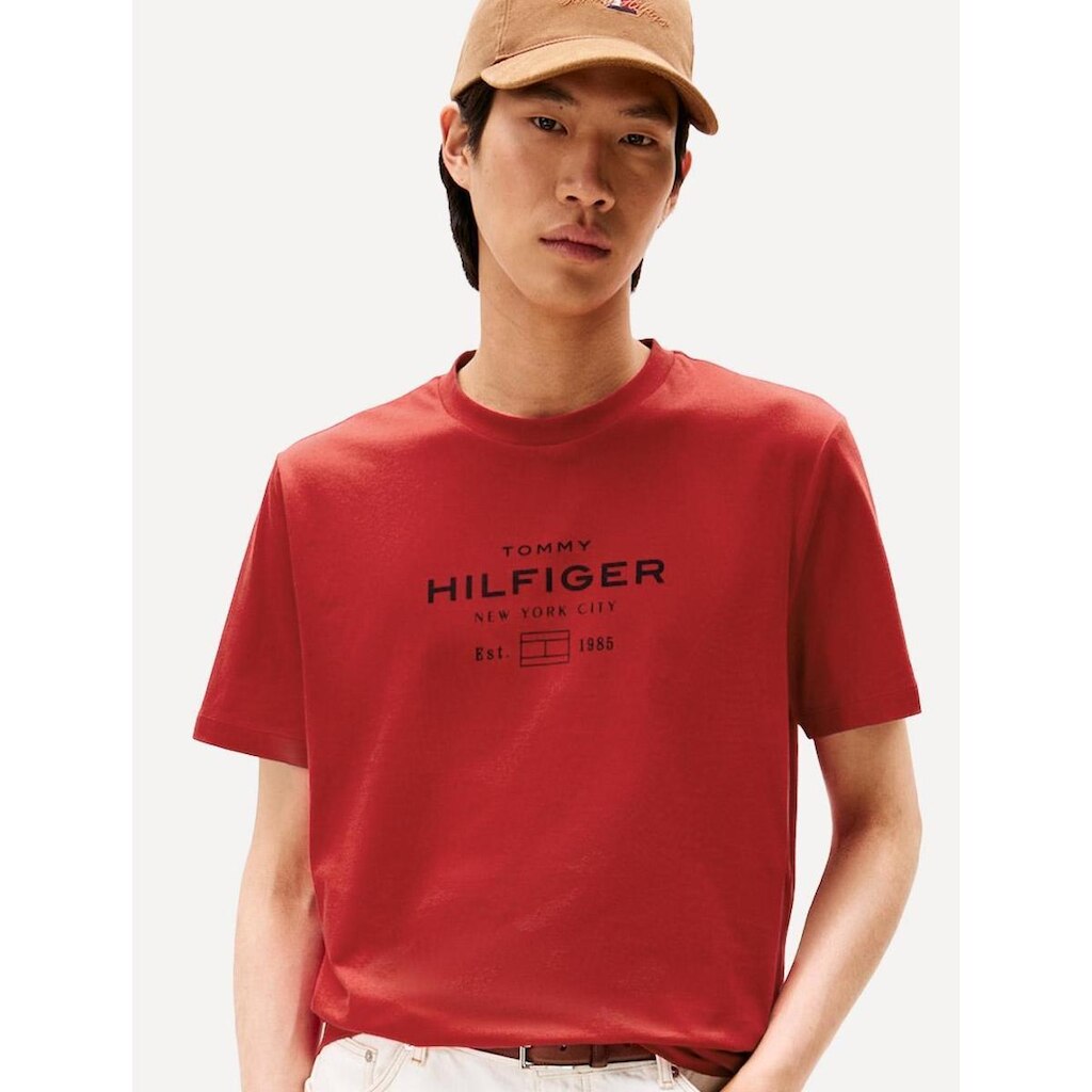 Camiseta Tommy Hilfiger Masculina Center New Stack Vermelha