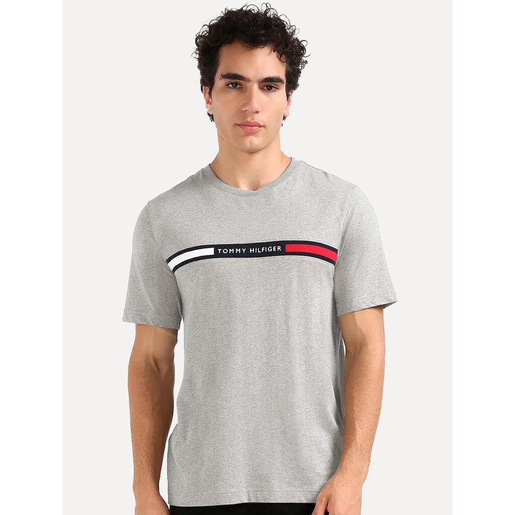 Camiseta Tommy Hilfiger Masculina Chest Insert Logo Cinza Mescla