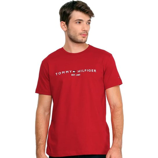 Camiseta Tommy Hilfiger Masculina Core Logo Tee Vermelha - Vermelho Menor preço em Camiseta Tommy Hilfiger Masculina Core Logo Tee Vermelha - Vermelho