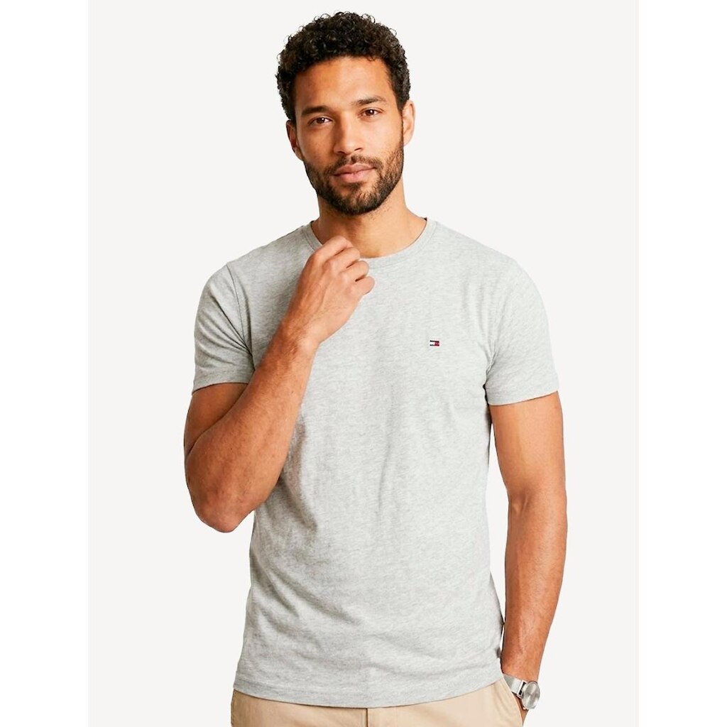 Camiseta Tommy Hilfiger Masculina Essential Cotton Cinza Claro Mescla