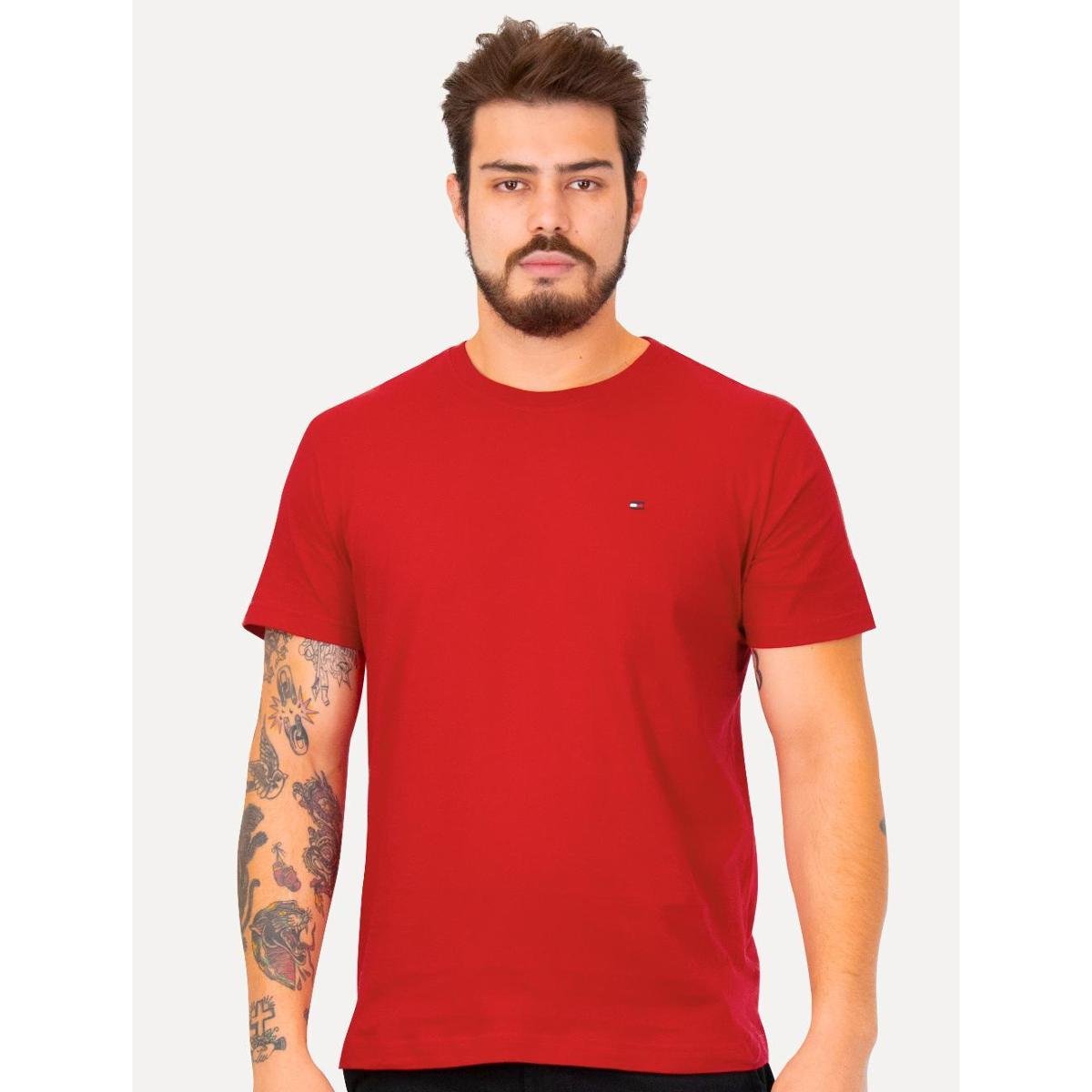 Camiseta Tommy Hilfiger Masculina Essential Cotton Vermelha