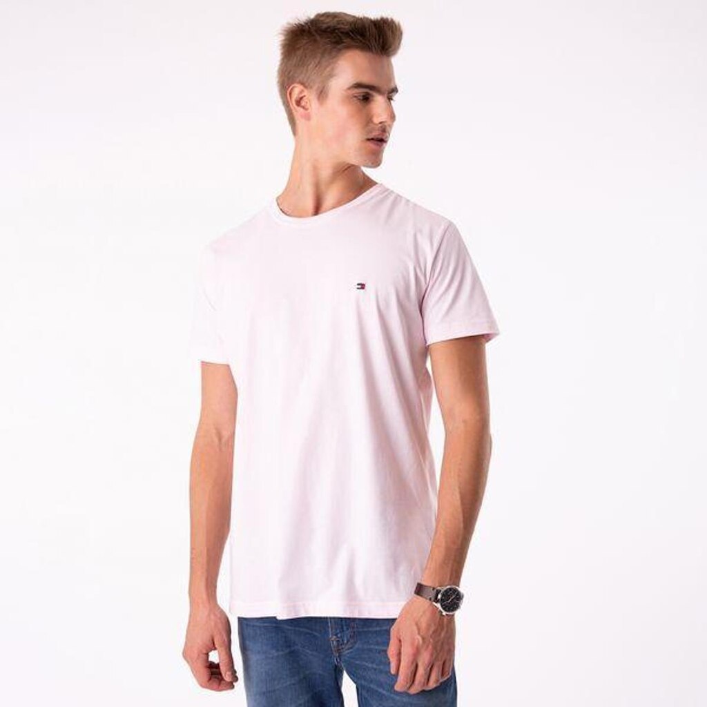 Camiseta Tommy Hilfiger Masculina Essential Rosa Claro