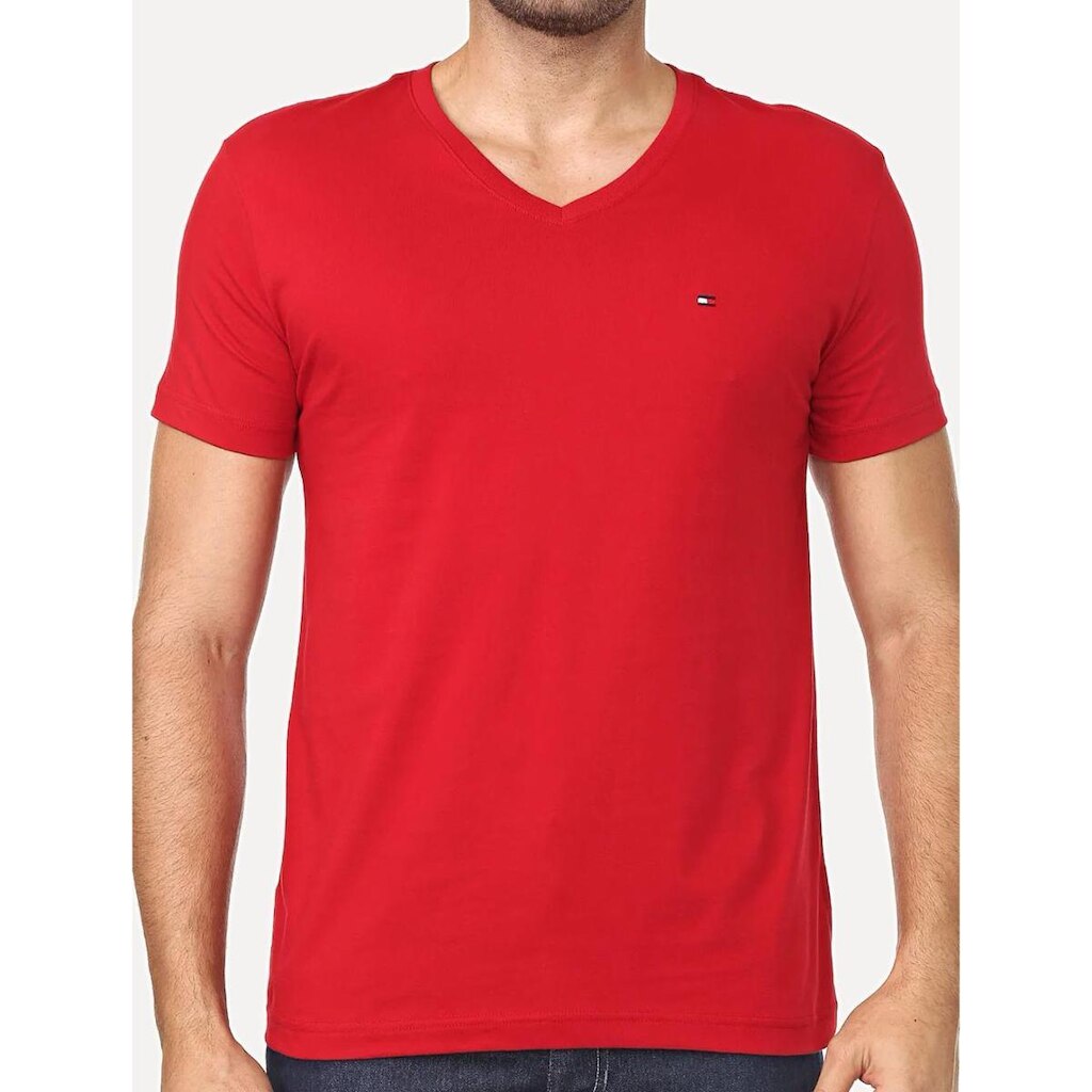 Camiseta Tommy Hilfiger Masculina Essential V-Neck Vermelha