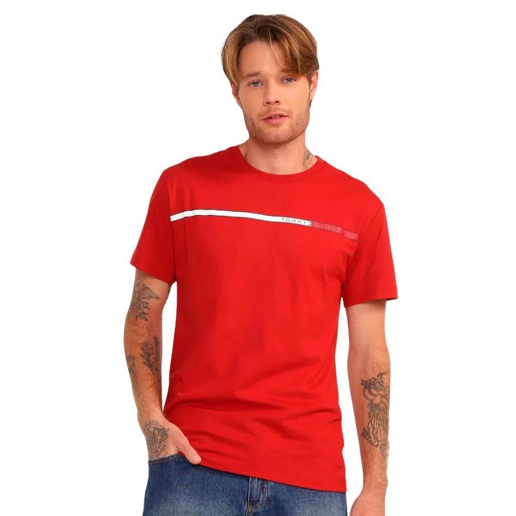 Camiseta Tommy Hilfiger Two Tone Chest Stripe