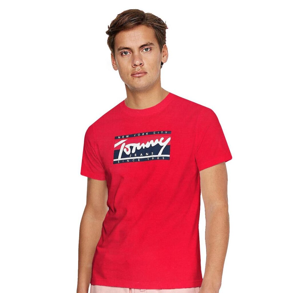 Camiseta Tommy Jeans Masculina Essential Script Tee Vermelha