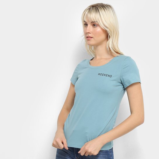 Camiseta Top Modas Weekend Feminina - Verde água