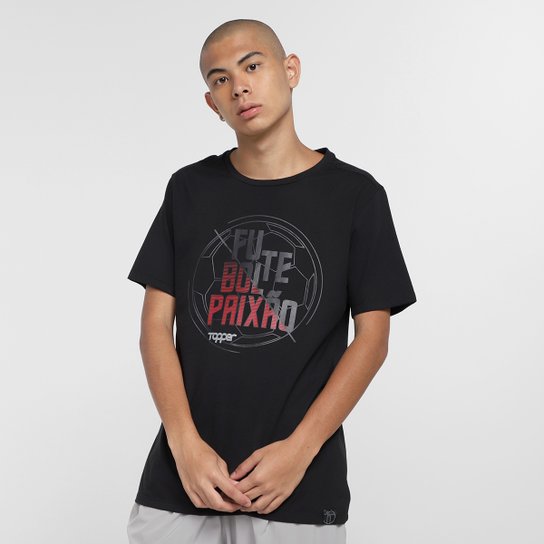 Camiseta Topper Boleiro Masculina - Preto Menor preço em Camiseta Topper Boleiro Masculina - Preto