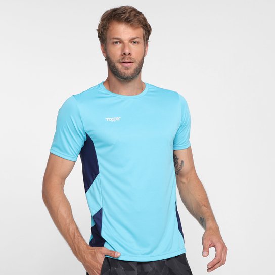Camiseta Topper Treino Mix Masculina - Azul Claro+Marinho Menor preço em Camiseta Topper Treino Mix Masculina - Azul Claro+Marinho