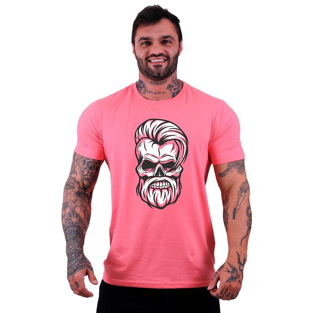Camiseta Tradicional Manga Curta MXD Conceito Caveira Lenhadora Masculina