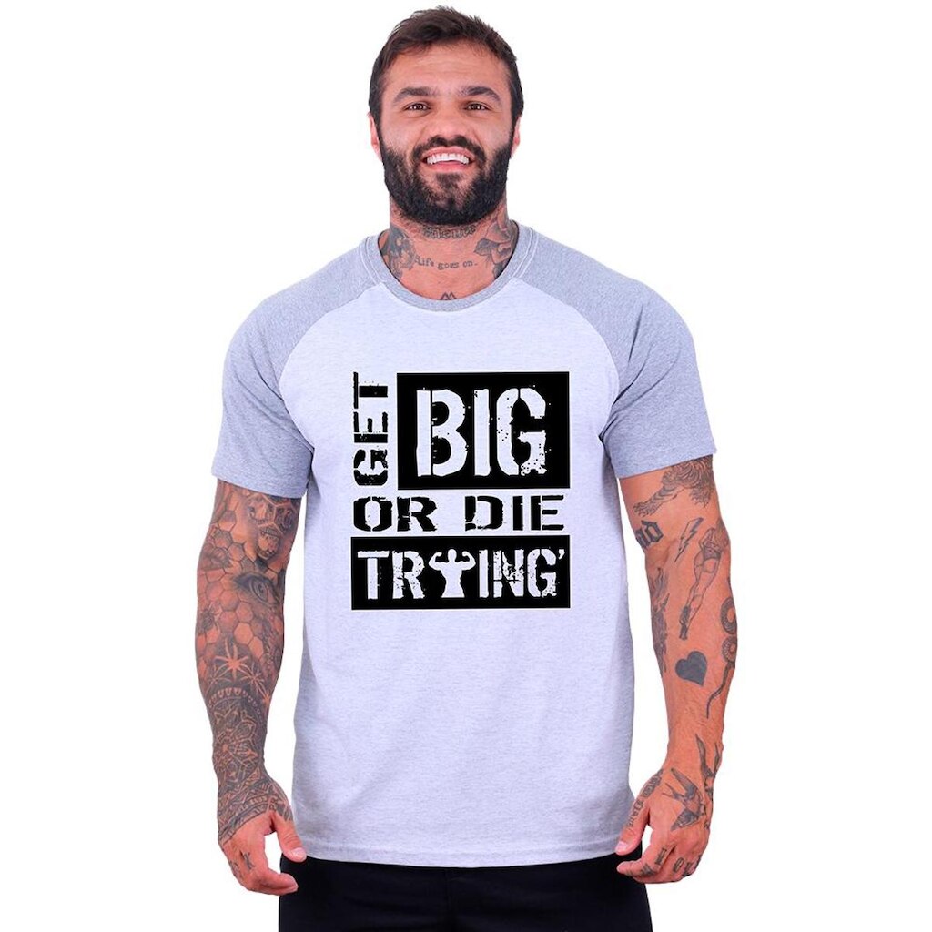 Camiseta Tradicional Manga Curta MXD Conceito Get Big Or Die Training Masculina