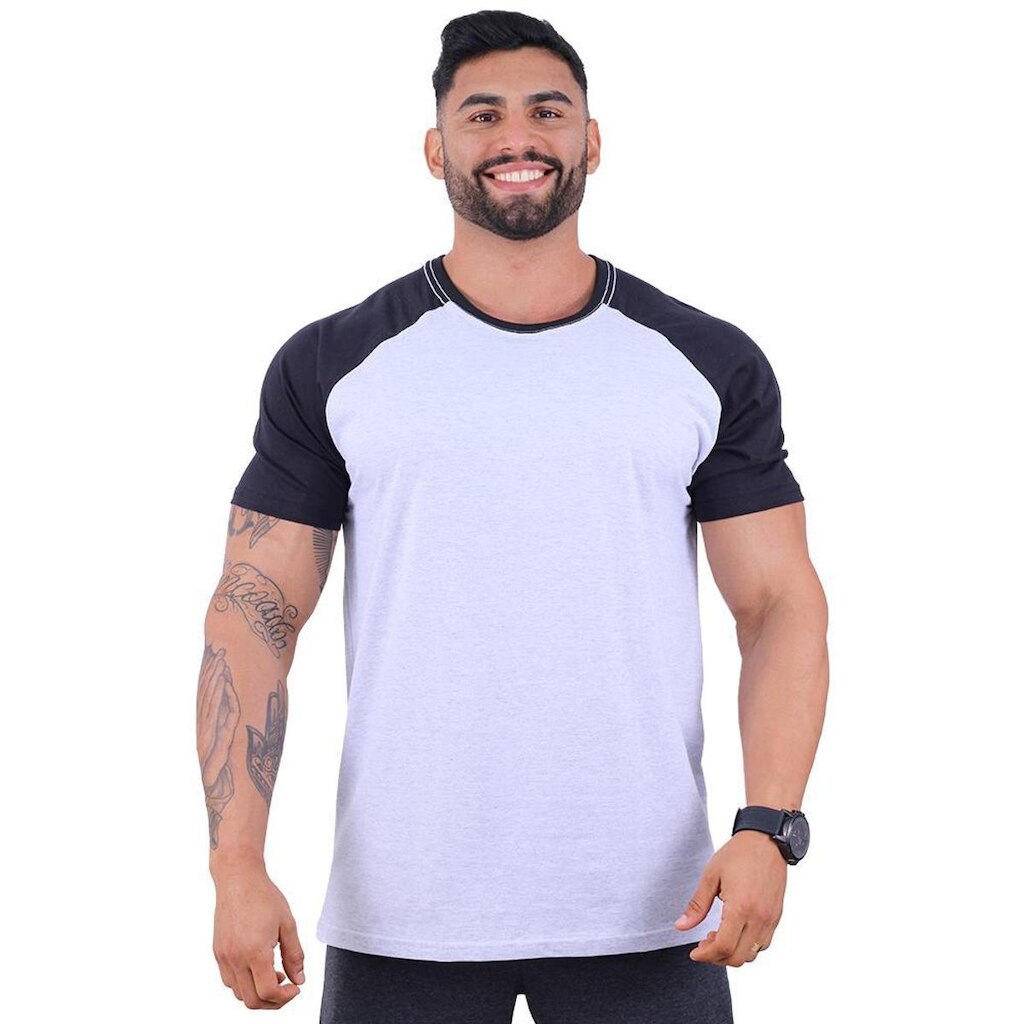 Camiseta Tradicional Manga Curta MXD Conceito Raglan Lisa Sem Estampas