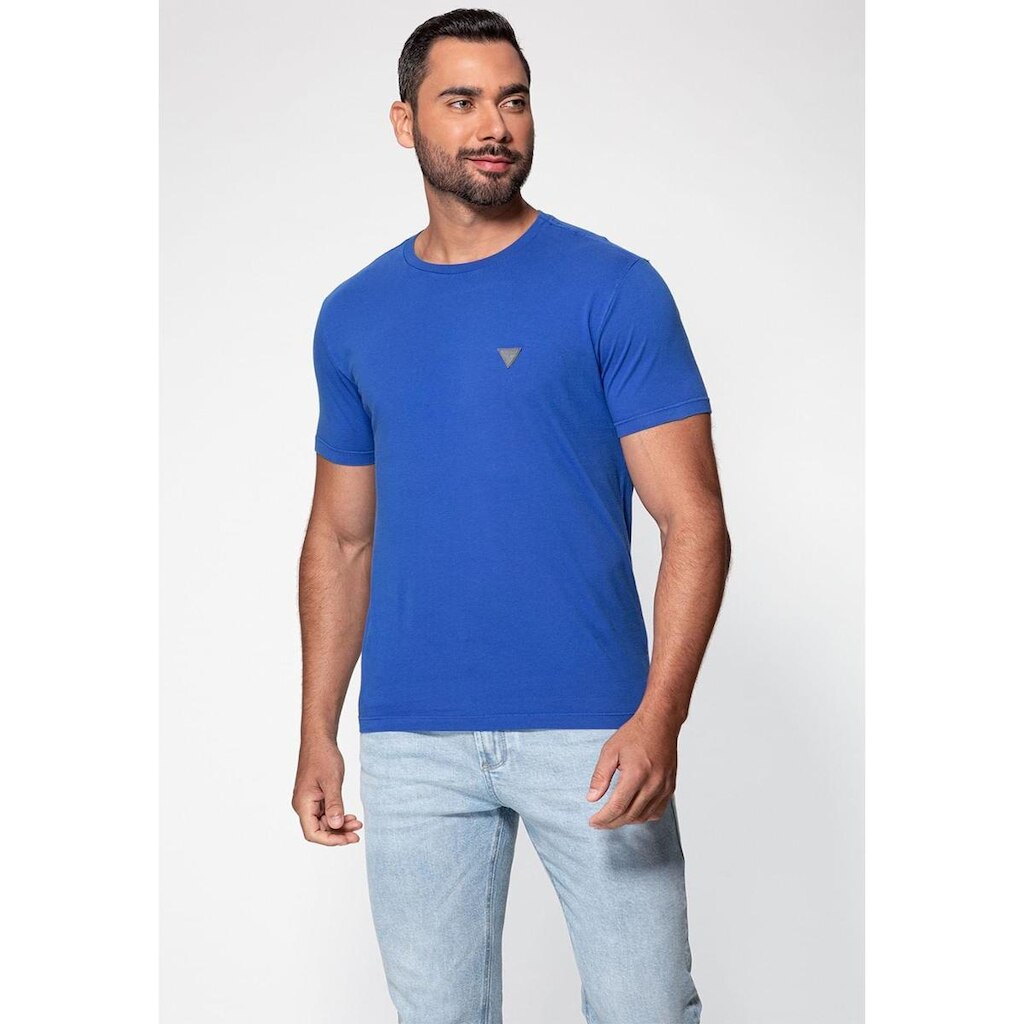 Camiseta Triângulo Emborrachado Guess Azul