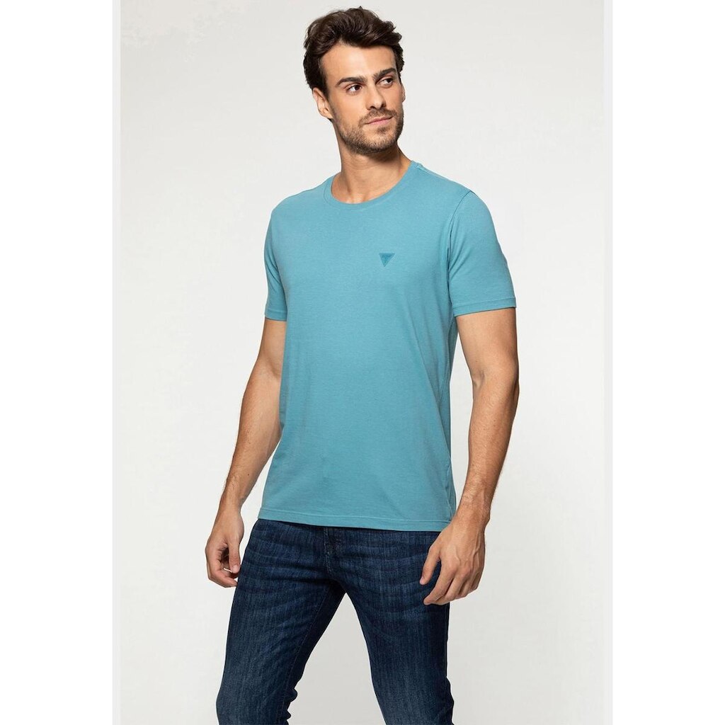 Camiseta Triângulo Emborrachado Guess Azul
