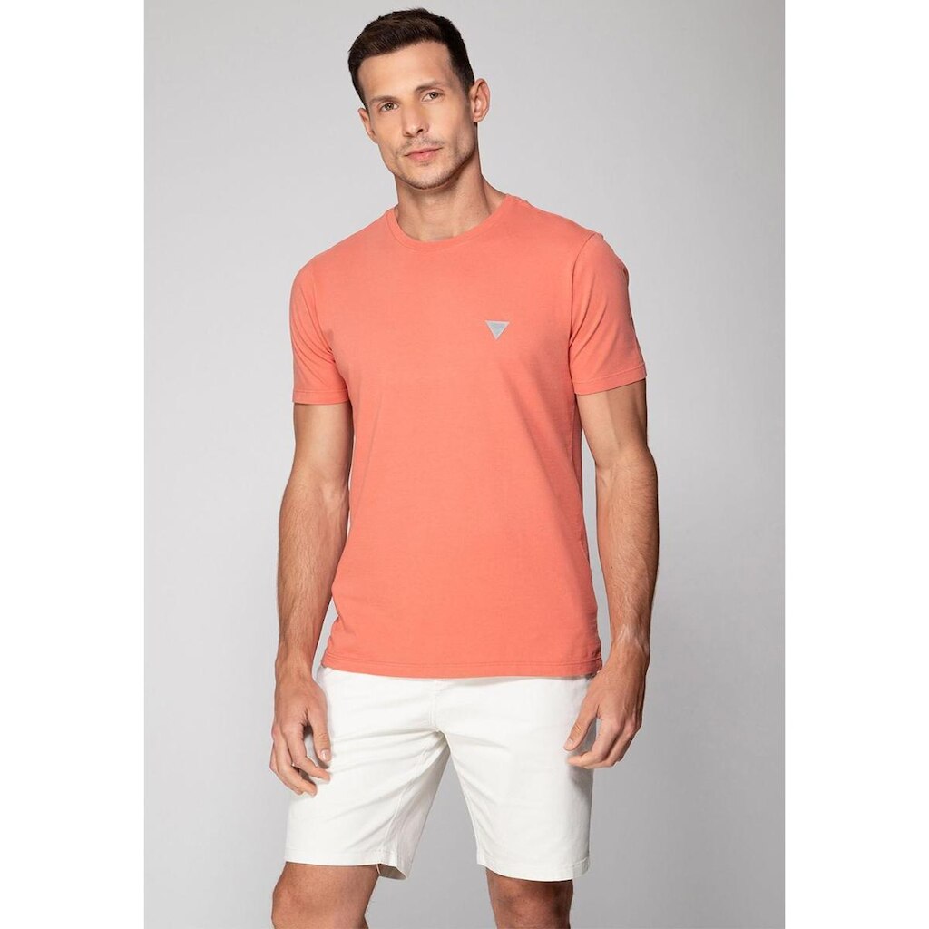 Camiseta Triângulo Emborrachado Guess Rosa Claro