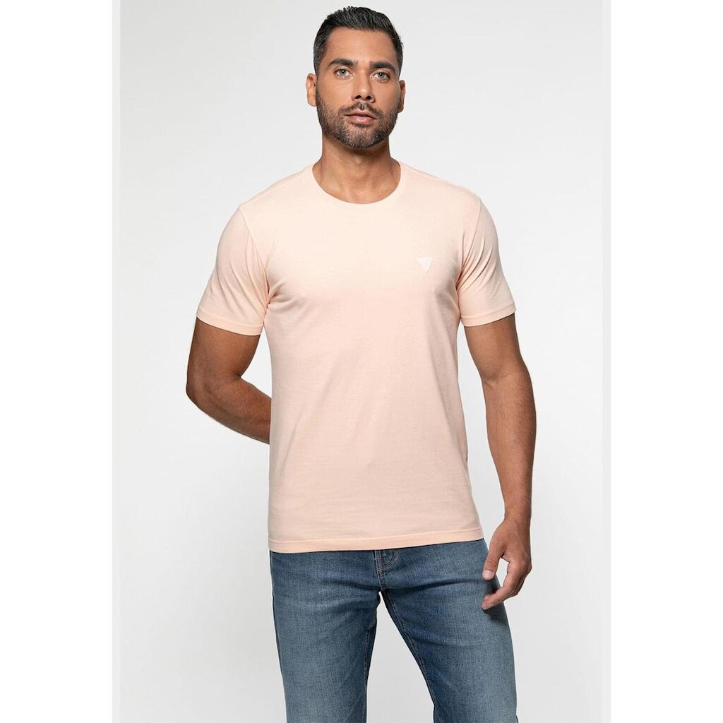 Camiseta Triângulo Emborrachado Guess Rosa Claro