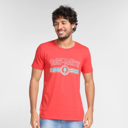 Camiseta Tribo Santa Saint Martin Masculina - Vermelho Menor preço em Camiseta Tribo Santa Saint Martin Masculina - Vermelho