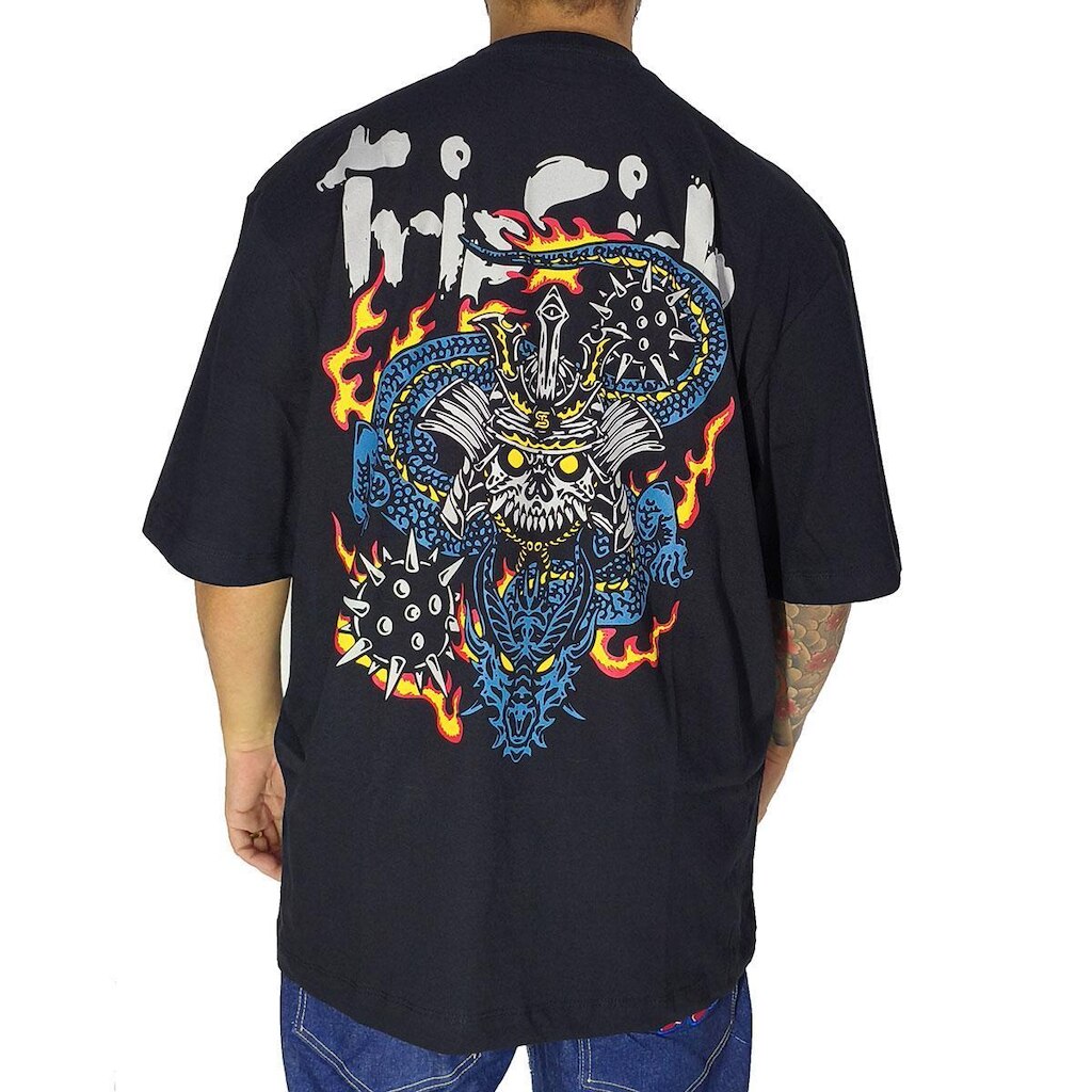 Camiseta Trip Side Overzise Samurai Oriental Preto S-345