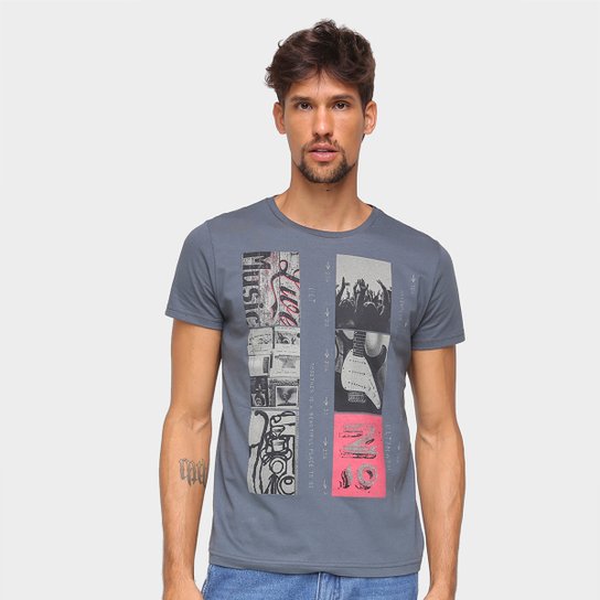 Camiseta Ultimato Estampada Manga Curta Masculina - Chumbo