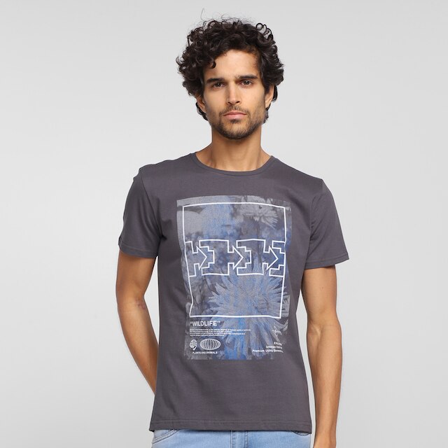 Menor preço em Camiseta Ultimato Estampada Manga Curta Masculina - Chumbo