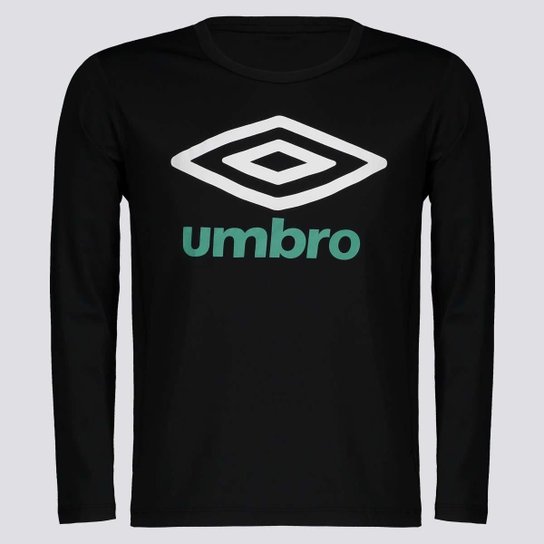 Camiseta Umbro Basic UV Manga Longa Juvenil - Preto Menor preço em Camiseta Umbro Basic UV Manga Longa Juvenil - Preto
