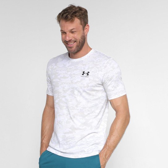 Camiseta Under Armour Abc Masculina - Branco+Cinza Menor preço em Camiseta Under Armour Abc Masculina - Branco+Cinza