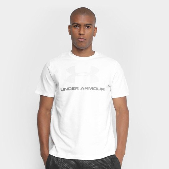 Camiseta Under Armour Cc Sportstyle Logo Masculina - Branco+Grafite