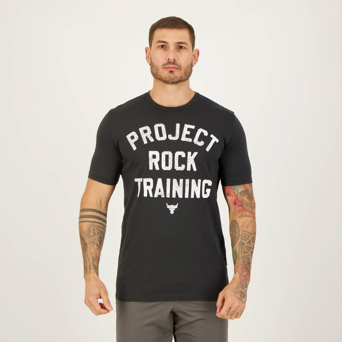 Camiseta Under Armour Project Rock Train Preta Menor preço em Camiseta Under Armour Project Rock Train Preta
