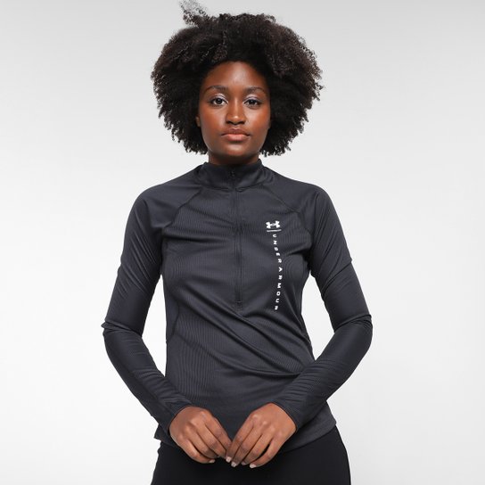 Camiseta Under Armour Speed Stride Manga Longa Feminina - Preto+Branco Menor preço em Camiseta Under Armour Speed Stride Manga Longa Feminina - Preto+Branco
