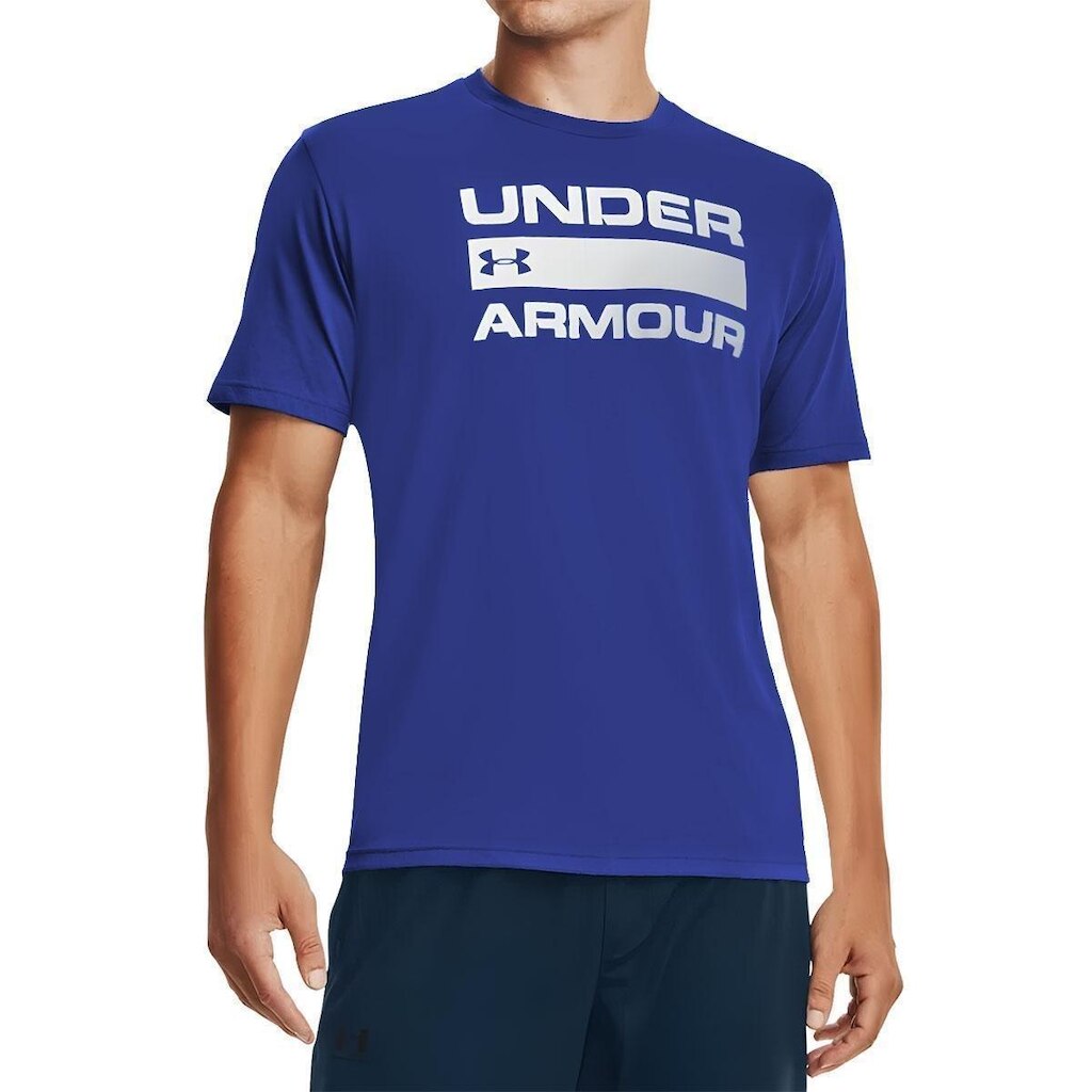 Camiseta Under Armour Team Issue Word Azul e Branca