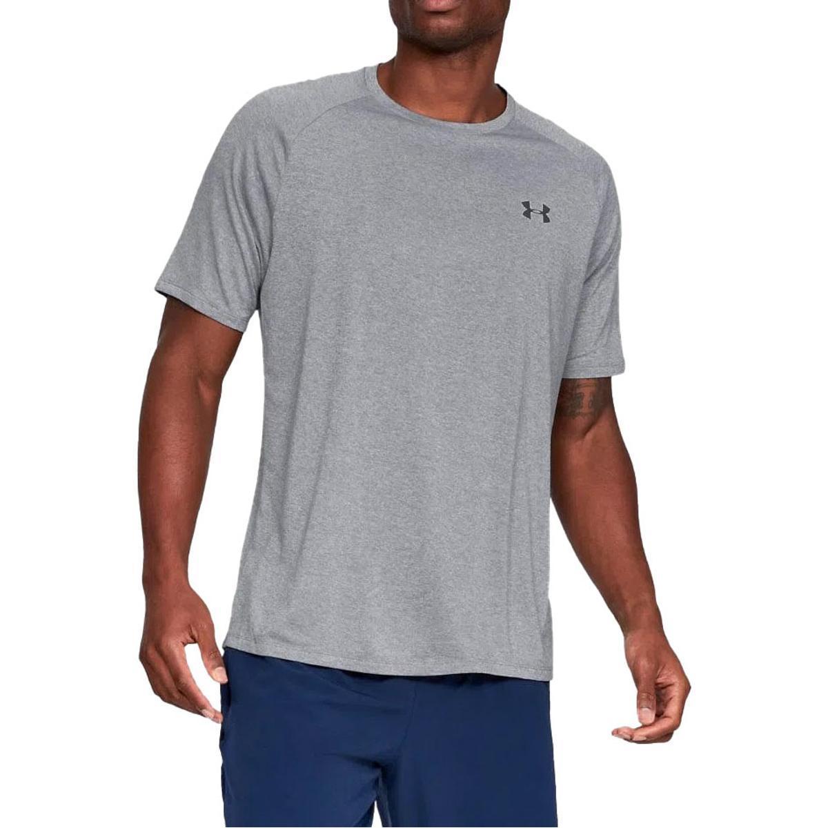 Camiseta Under Armour Tech 2.0 Cinza - Masculina Menor preço em Camiseta Under Armour Tech 2.0 Cinza - Masculina