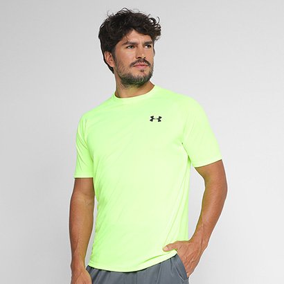 Camiseta Under Armour Tech 2.0 Masculina – Verde Limão+Preto Camiseta Under Armour Tech 2.0 Masculina – Verde Limão+Preto