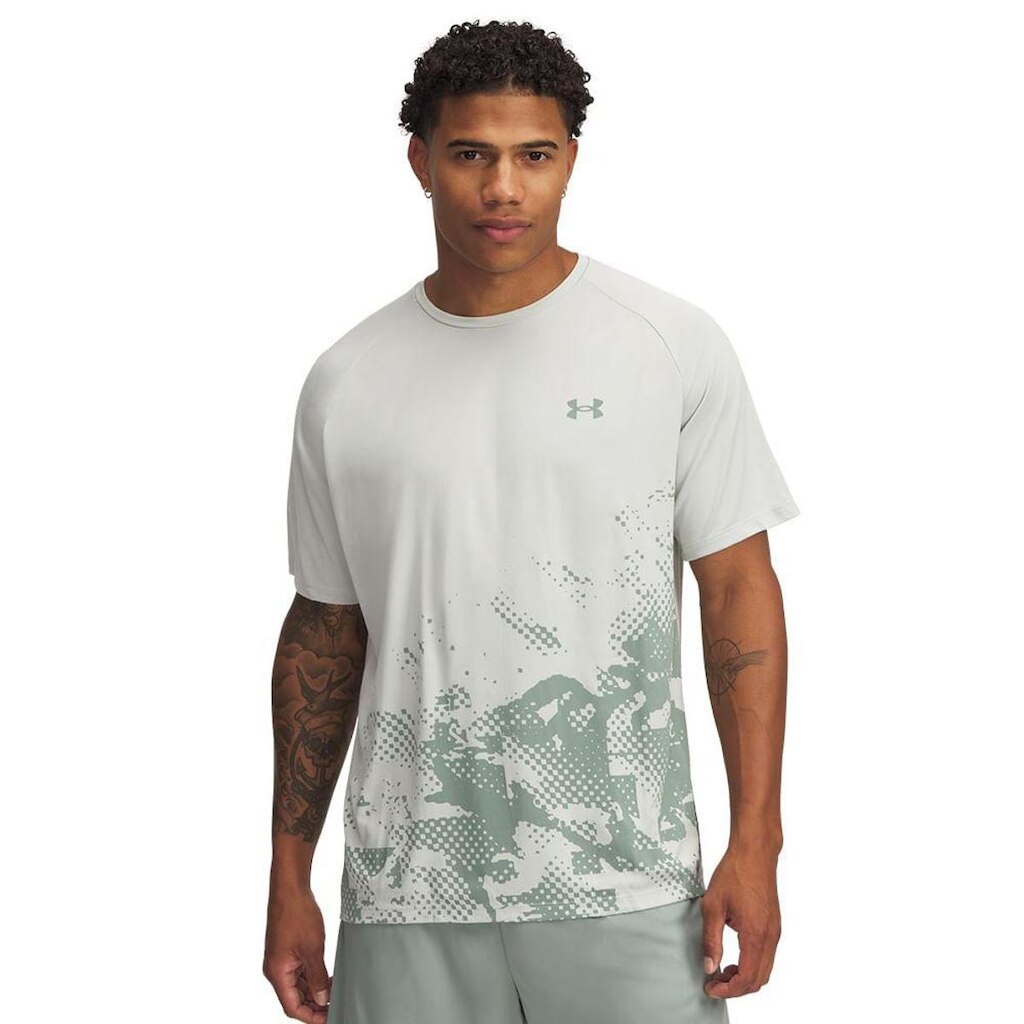 CAMISETA UNDER ARMOUR TECH FADE MASCULINO - CZA/VDE G