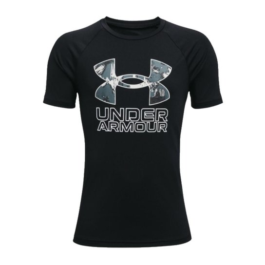 Camiseta Under Armour Tech Hybrid Infantil - Preto/Branco P - Preto+Branco Menor preço em Camiseta Under Armour Tech Hybrid Infantil - Preto/Branco P - Preto+Branco