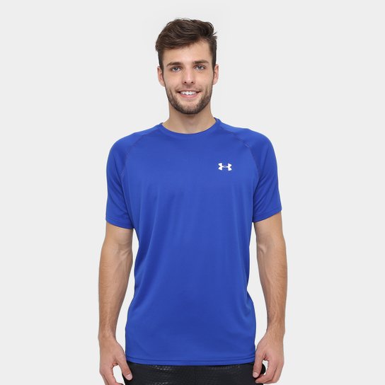 Camiseta Under Armour UA Tech SS Masculina - Azul+Branco