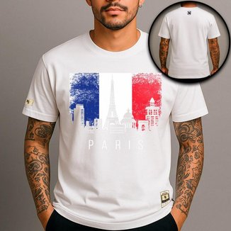 Camiseta Unissex Algodão T-Shirt Premium Estampada Paris White