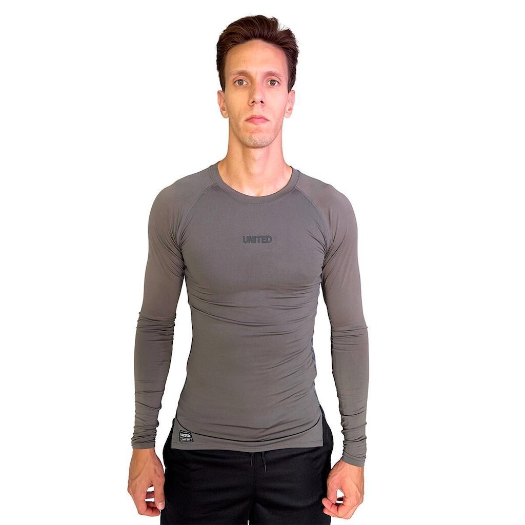 Camiseta United performance de compressão térmica Manga Longa Proteção Solar UV 50+ - Cinza - P