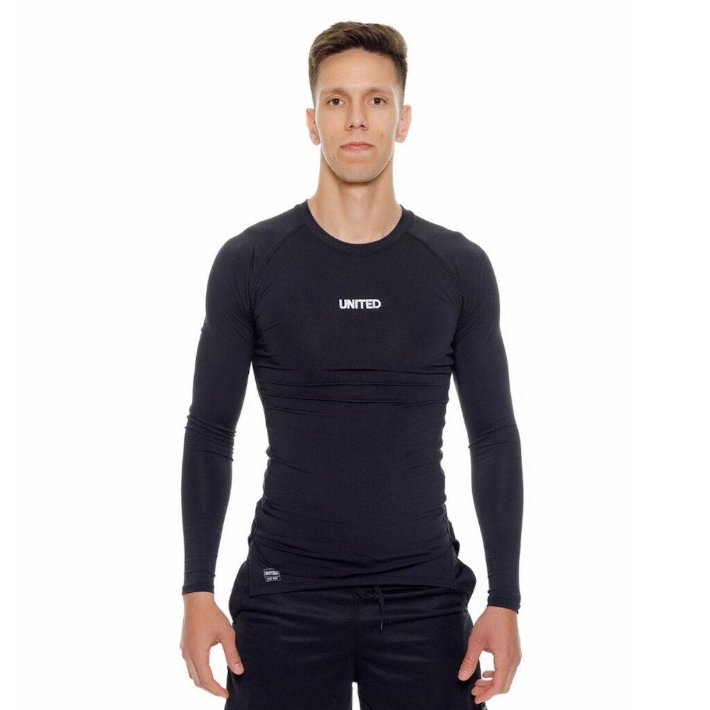 Camiseta United performance de compressão térmica Manga Longa Proteção Solar UV 50+ - Preto - M