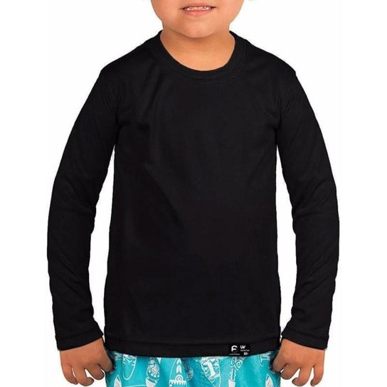 Camiseta UV Protection Infantil UV50+ Tecido Ice Dry Fit Secagem Rápida - Preto Menor preço em Camiseta UV Protection Infantil UV50+ Tecido Ice Dry Fit Secagem Rápida - Preto