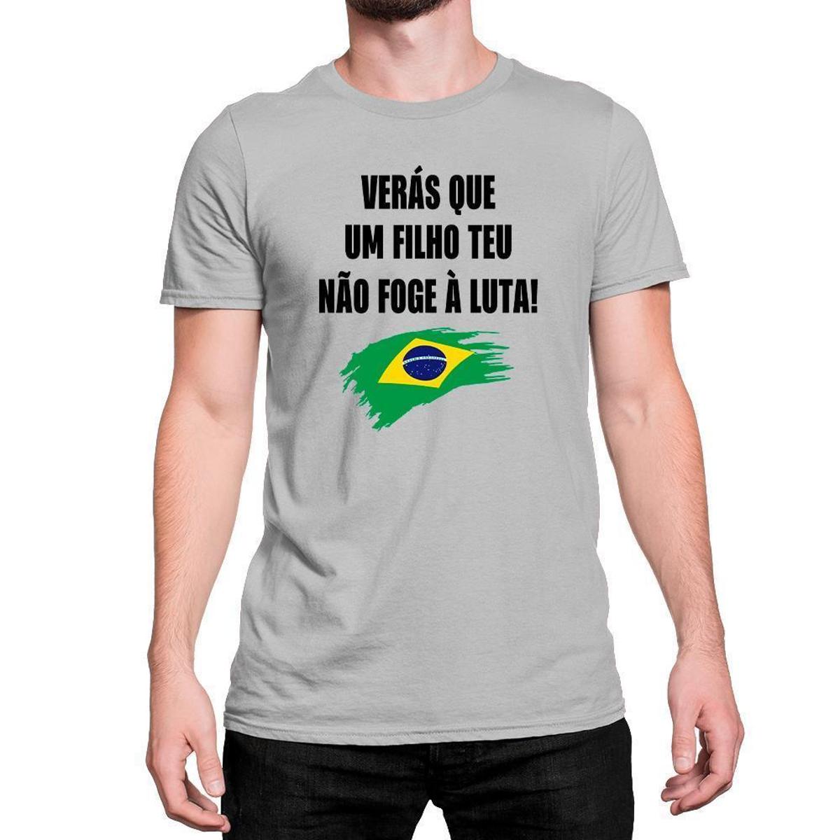 Camiseta Verás que um Filho Teu Não Foge à Luta Algodão - Cinza | Netshoes