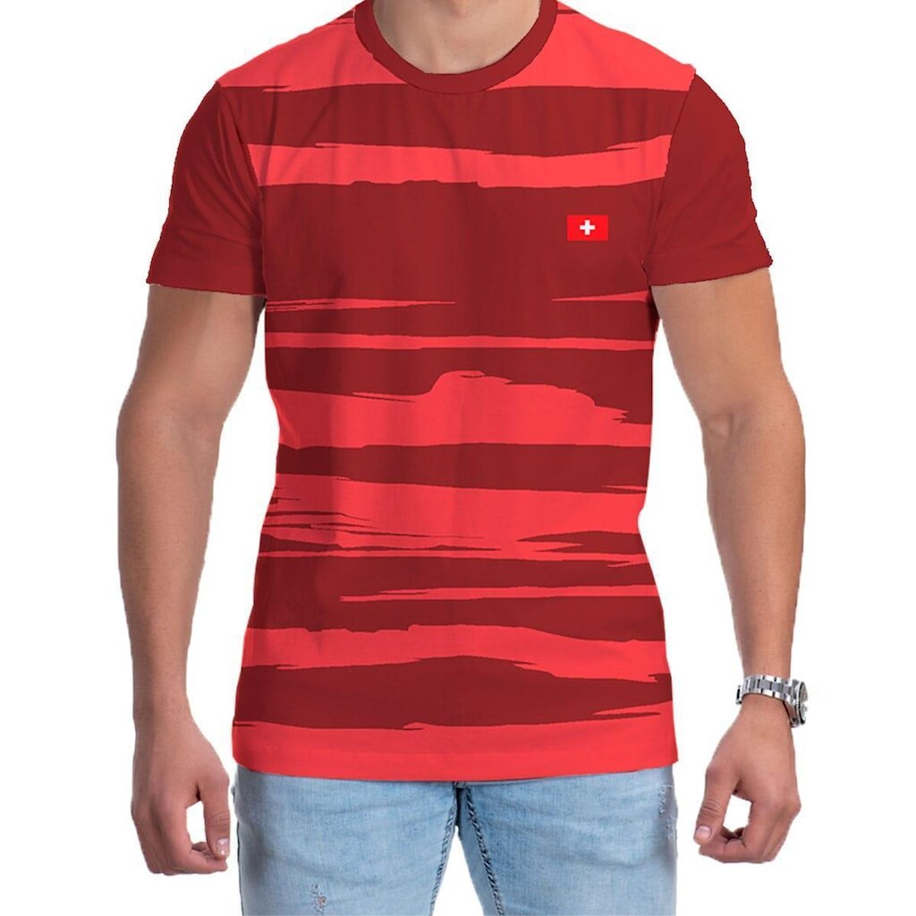 Camiseta Vermelha Estampada 2022 Camisa Suíça Torcedor Copa