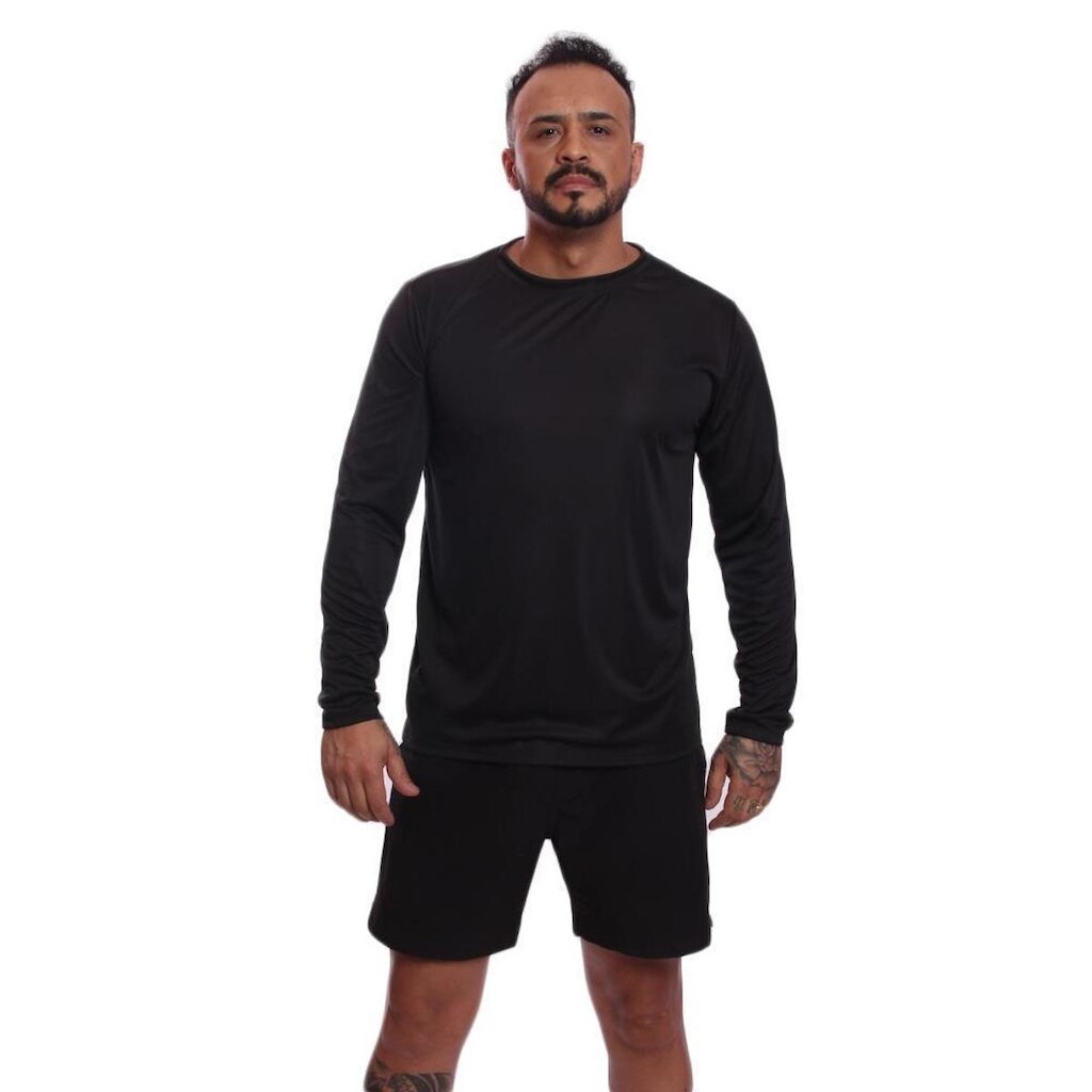 Camiseta Via Basic Manga Longa UV Proteção Solar Masculina