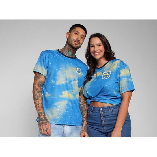 Camiseta Vista Copa Estampada - Azul Menor preço em Camiseta Vista Copa Estampada - Azul